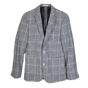 Blue Industry Textured WIndowpane Blazer Jacket Size 40